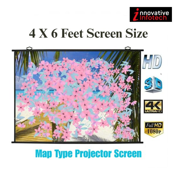 HI-TECH Map Type Projector Screen, 6X4 HI-TECH High Gain Fabric