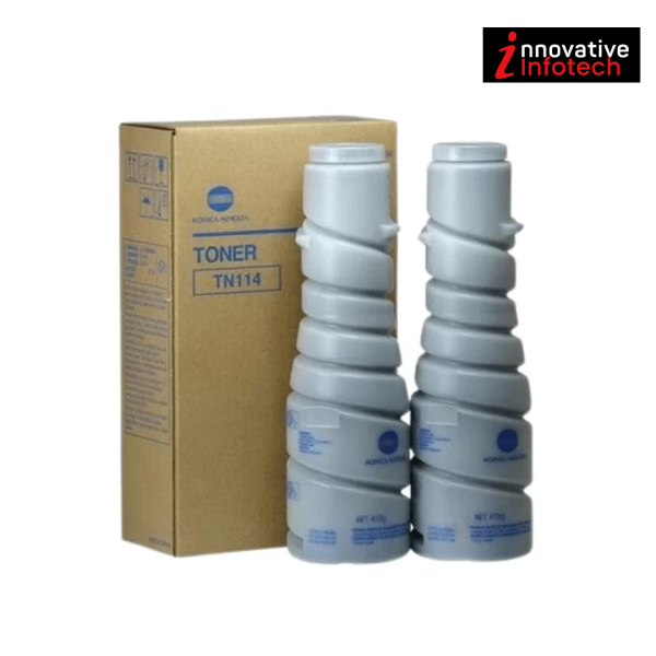 Konica Minolta Toner TN114 Black Toner Cartridge Original Qty 2 for Bizhub 161,162,163, 210, 211, DI 152,1611, 1811, 183, 2011