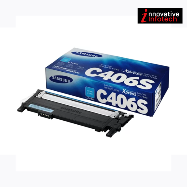 Samsung CLT C406S Cyan Toner Cartridge For Samsung CLP 360,365,365W, Xpress C410W, CLX 3300, 3305, 3305W Xpress C460W, C460FW - Image 2